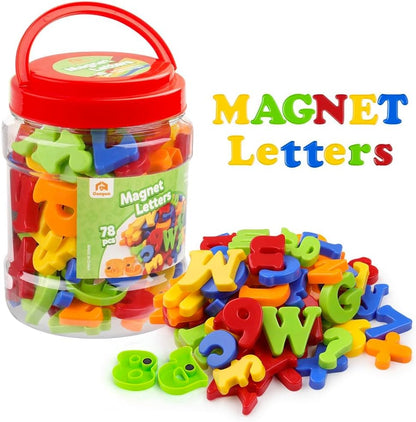 Magnetic Letters Numbers Alphabet Fridge Magnets Colorful Plastic ABC 123 Educational Toy Set Preschool Learning Spelling Counting Uppercase Lowercase Math for 3 4 5 Years Kid(78 Pcs)