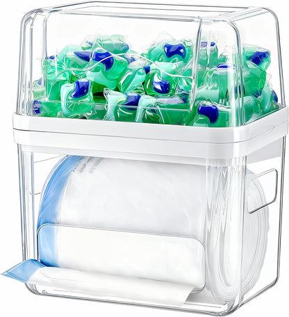 Trash Bag Dispenser Dishwasher Pods Container under Sink Organizer
