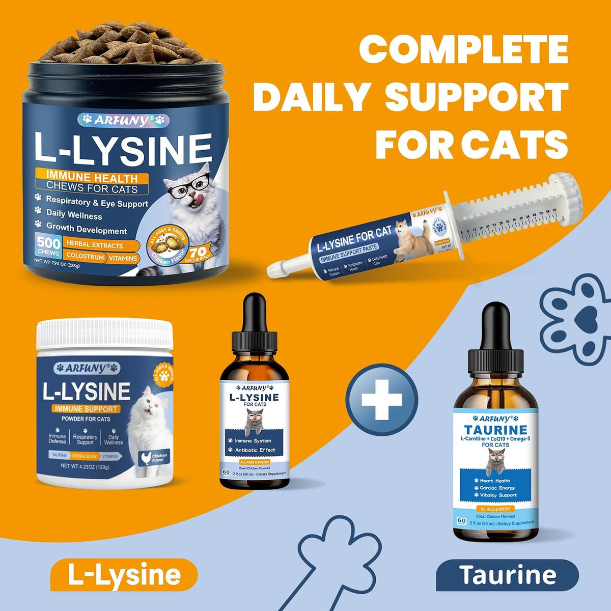 L-Lysine for Cats, Immune, Respiratory, Eye Function Support, 60ML