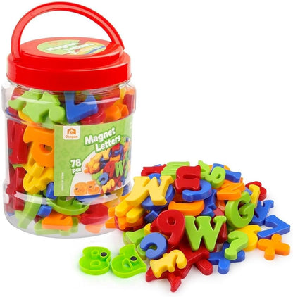 Magnetic Letters Numbers Alphabet Fridge Magnets Colorful Plastic ABC 123 Educational Toy Set Preschool Learning Spelling Counting Uppercase Lowercase Math for 3 4 5 Years Kid(78 Pcs)