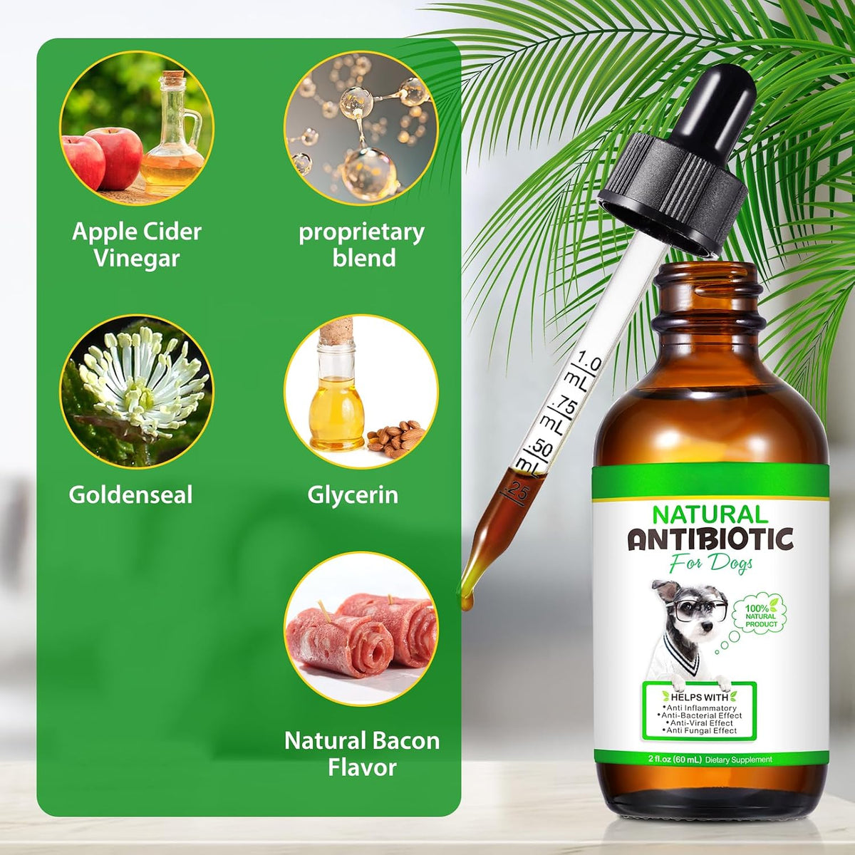 Dog Antibiotics, Natural Antibiotics for Dogs, Dog Multivitamin Herbal Supplements 60Ml