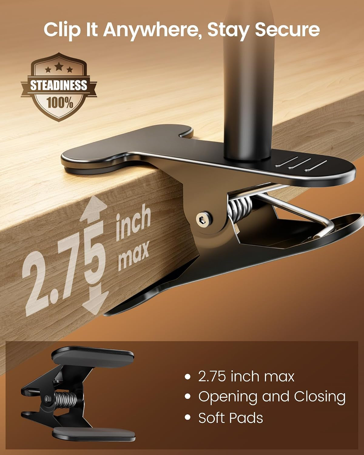 11.3"Wide Coverage Desk Lamp with Clamp,57 LED Clip on Desk Light