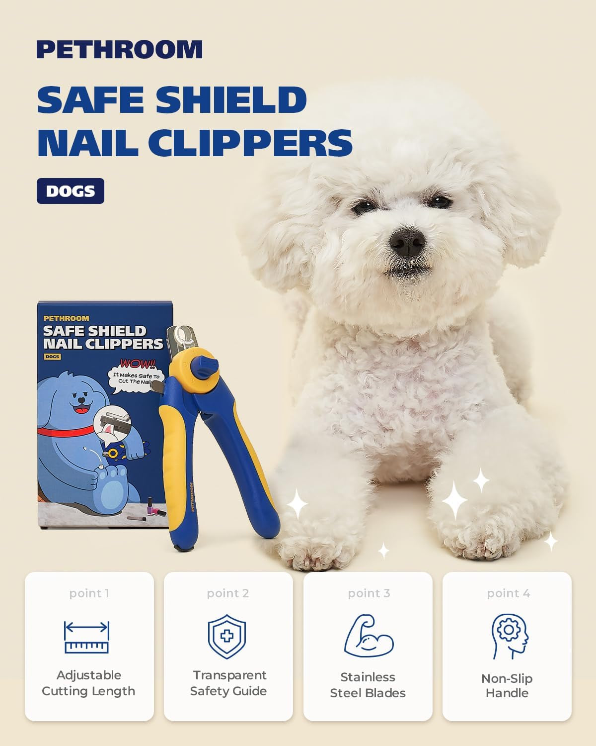 Professional Dog Nail Clipper with Safety Guard, Avoid Overcutting