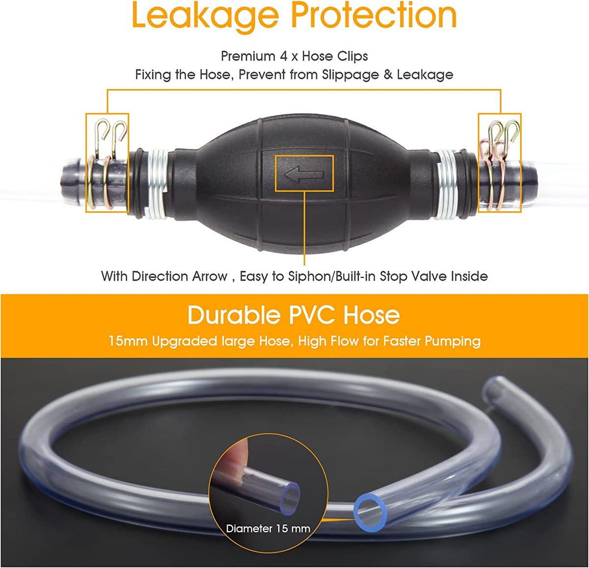 Gasoline Siphon Hose Pump, Hand Water Transfer Pump