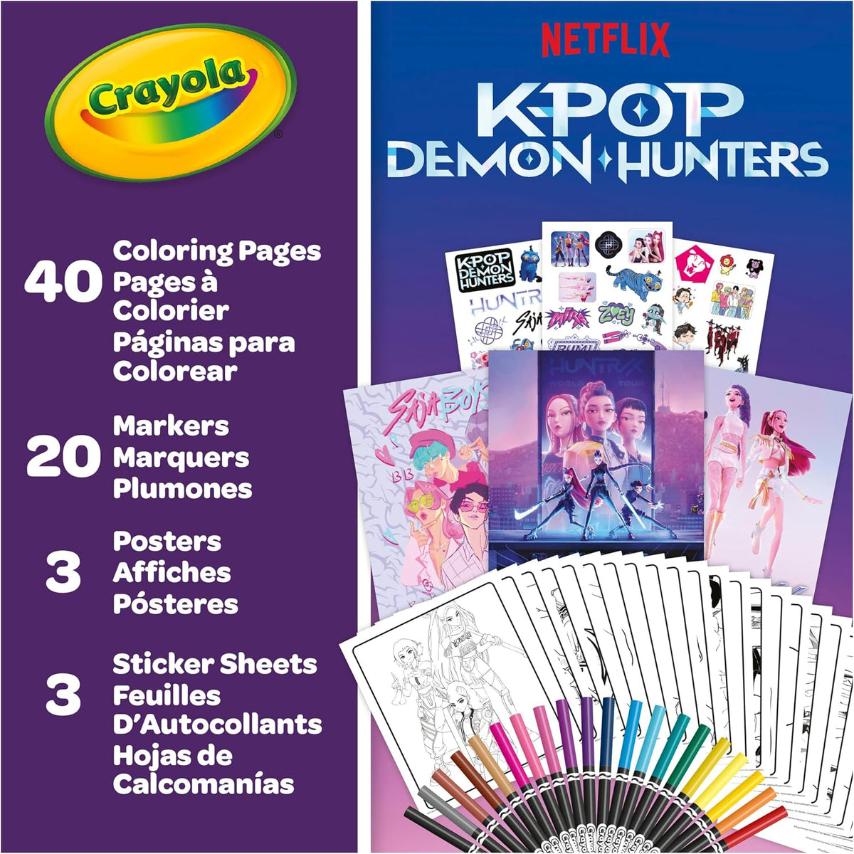 Kpop Demon Hunters Art Case (40+Pcs), Coloring & Sticker Craft Kit