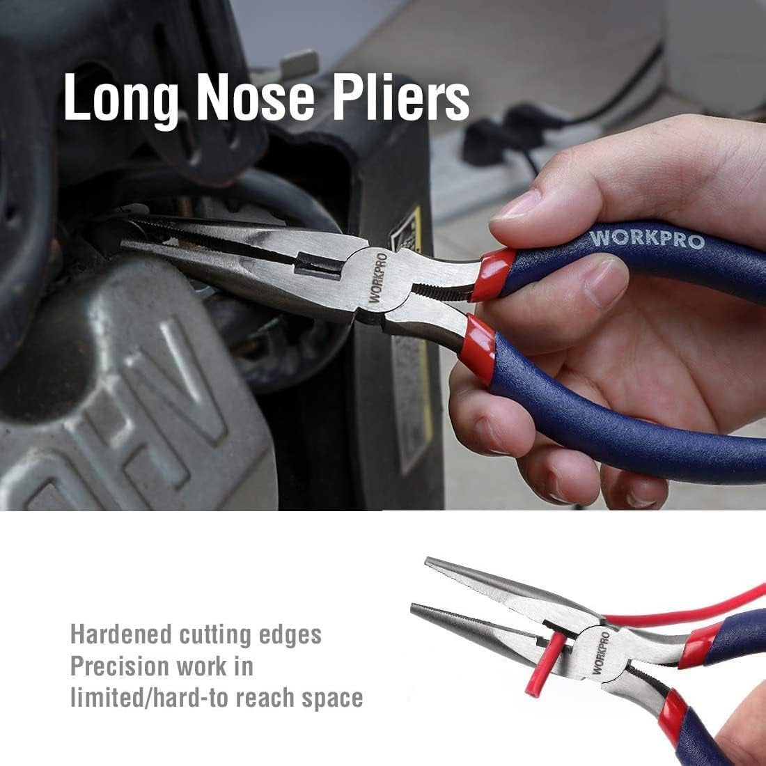 Large Pliers & Wrench Set 6-Piece (10" Water Pump, 10" Slip Joint, 8" Long Nose, 8" Linesman, 6" Diagonal, 8" Adjustable Wrench) for DIY & Home Use, W001329A