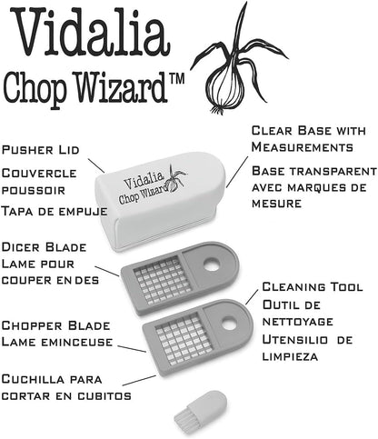 Vegetable Chopper – Original as Seen on TV Food Dicer with 2 Stainless Steel Blades, Large 2-Cup Container, Cleaning Tool, Dishwasher Safe Onion & Vegetable and Fruit Cutter