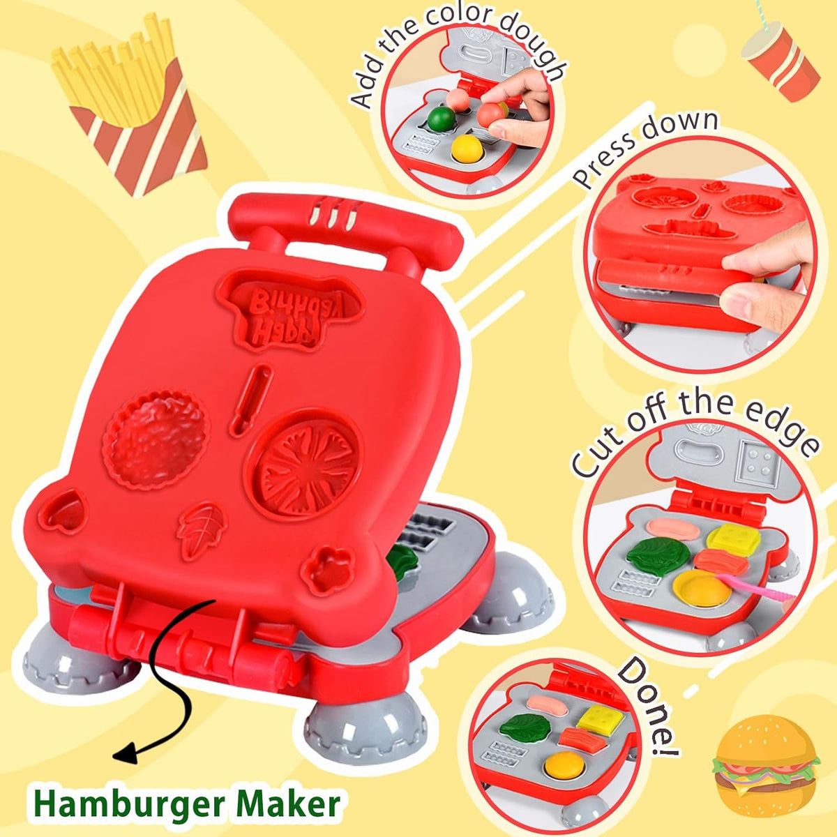 3 in 1 Color Dough Kitchen Creations Set, 12 Colors Dough
