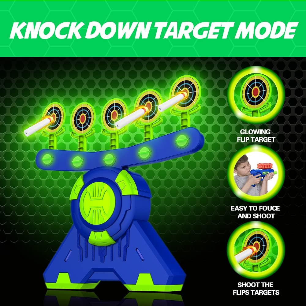 Shooting Games Toy for Age 5, 6, 7, 8, 9, 10+ Years Old Kids, Boys - Glow in the Dark Floating Ball Target with Foam Dart Toy Gun, 10 Balls/5 Targets - Ideal Gift