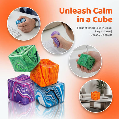 4 Pcs Squishy Fidget Stress Cube Balls for Adults Kids Teens Anxiety Relief