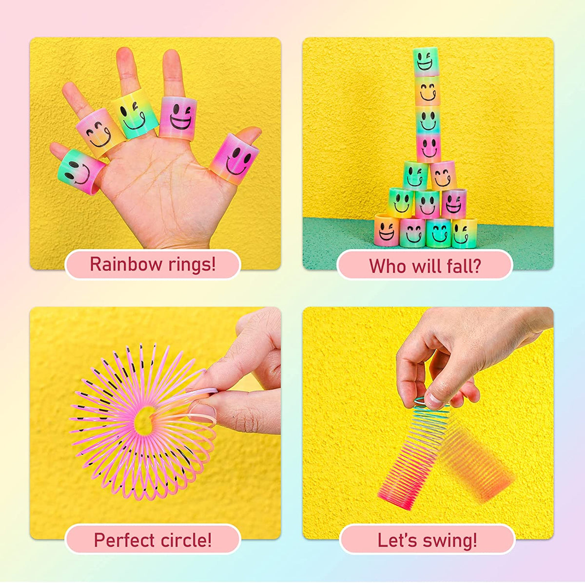 24 Pcs Mini Spring Party Favors for Kids 3-5 4-8, Goodie Bags Stuffers for Birthday Party, Classroom Prizes Kids Prizes, Small Bulk Toys Gifts (4 Smile)