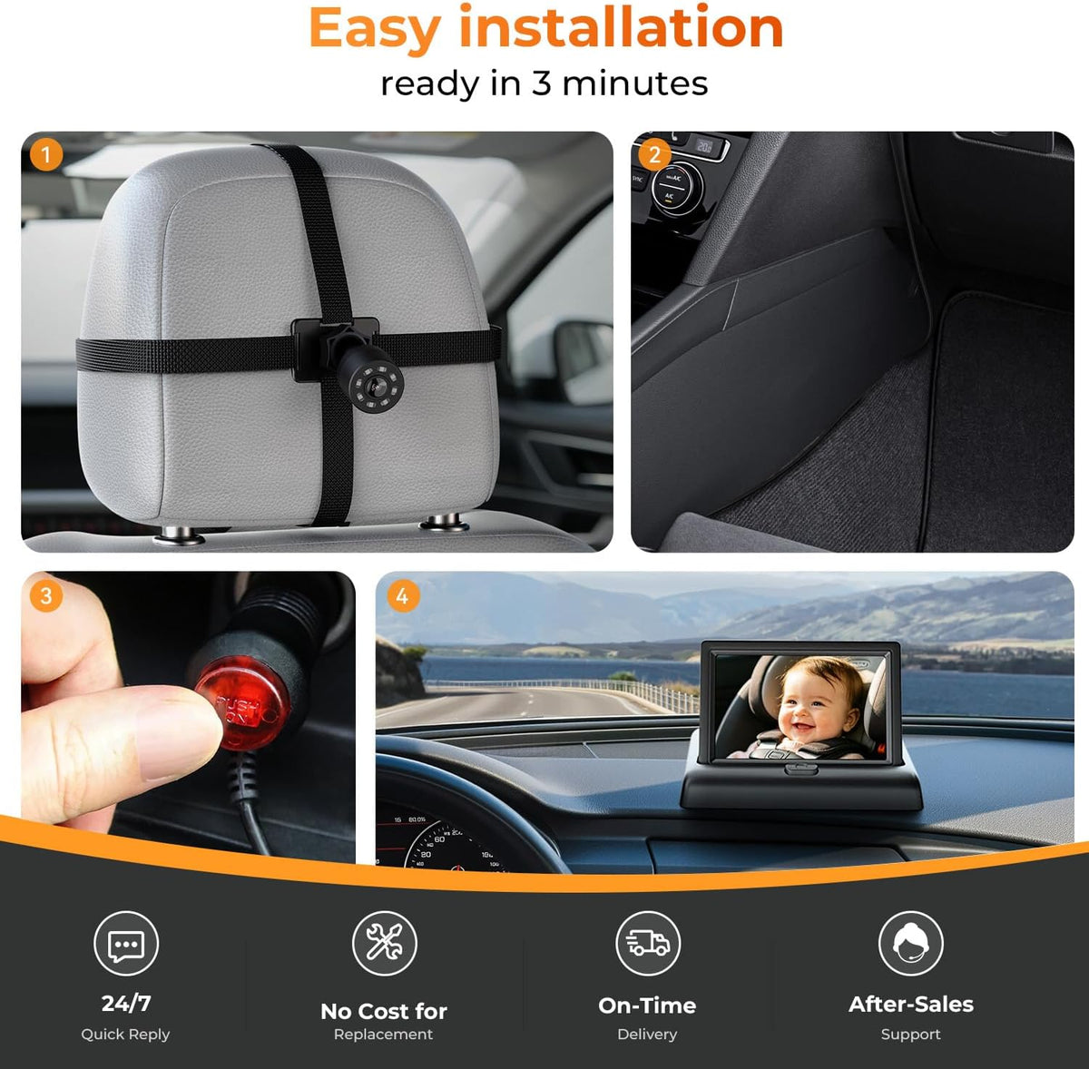 Baby Car Camera, Easy Install, 1080P Clear View, Reliable Design