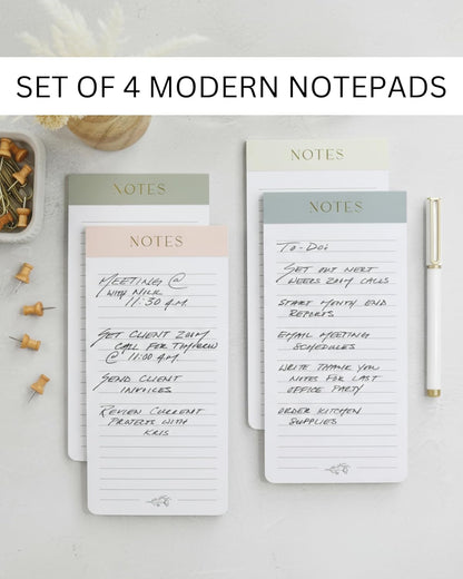 Beautiful Magnetic Notepads for Fridge - Set of 4 Modern Note Pads