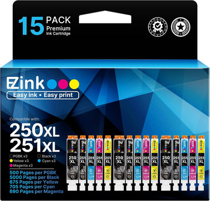 250XL 251XL Ink Cartridge for Canon PGI-250XL CLI-251XL for MX922 (15 Pack)