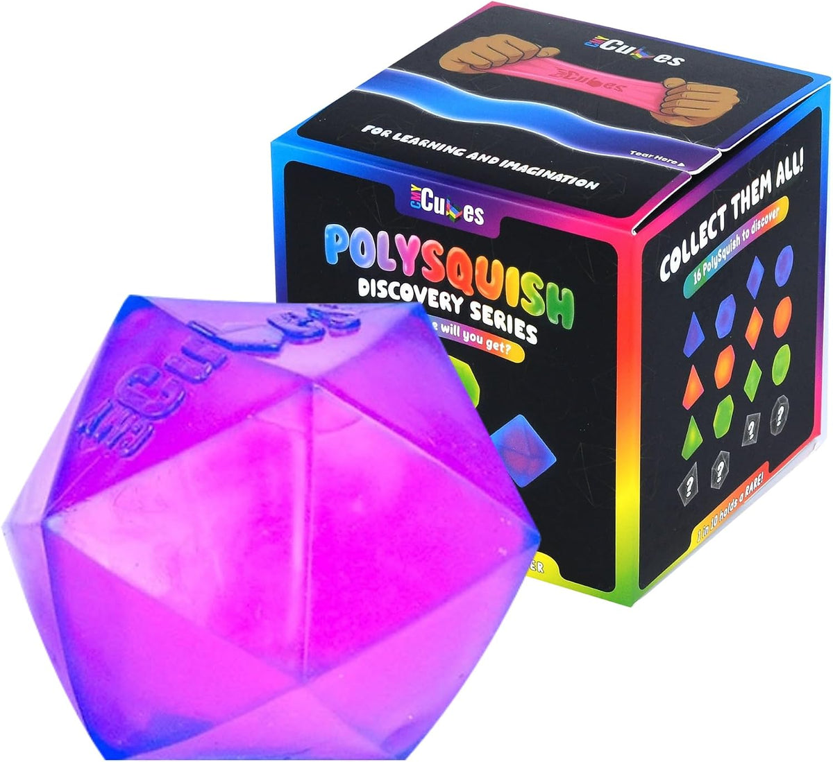 Polysquish Discovery Series - Blind Box- Mystery Squishy - Color Mixing Sensory Stress Relief Toy - Tactile Fidget - 16 Shape and Colour Combinations - Collectible, Educational, STEAM Play