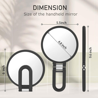 Magnifying Handheld Mirror Double Sided, 1X 20X Magnification Hand Mirrors, Travel Folding Hand Held Mirror, 360°Rotation Pedestal Makeup Vanity Mirror