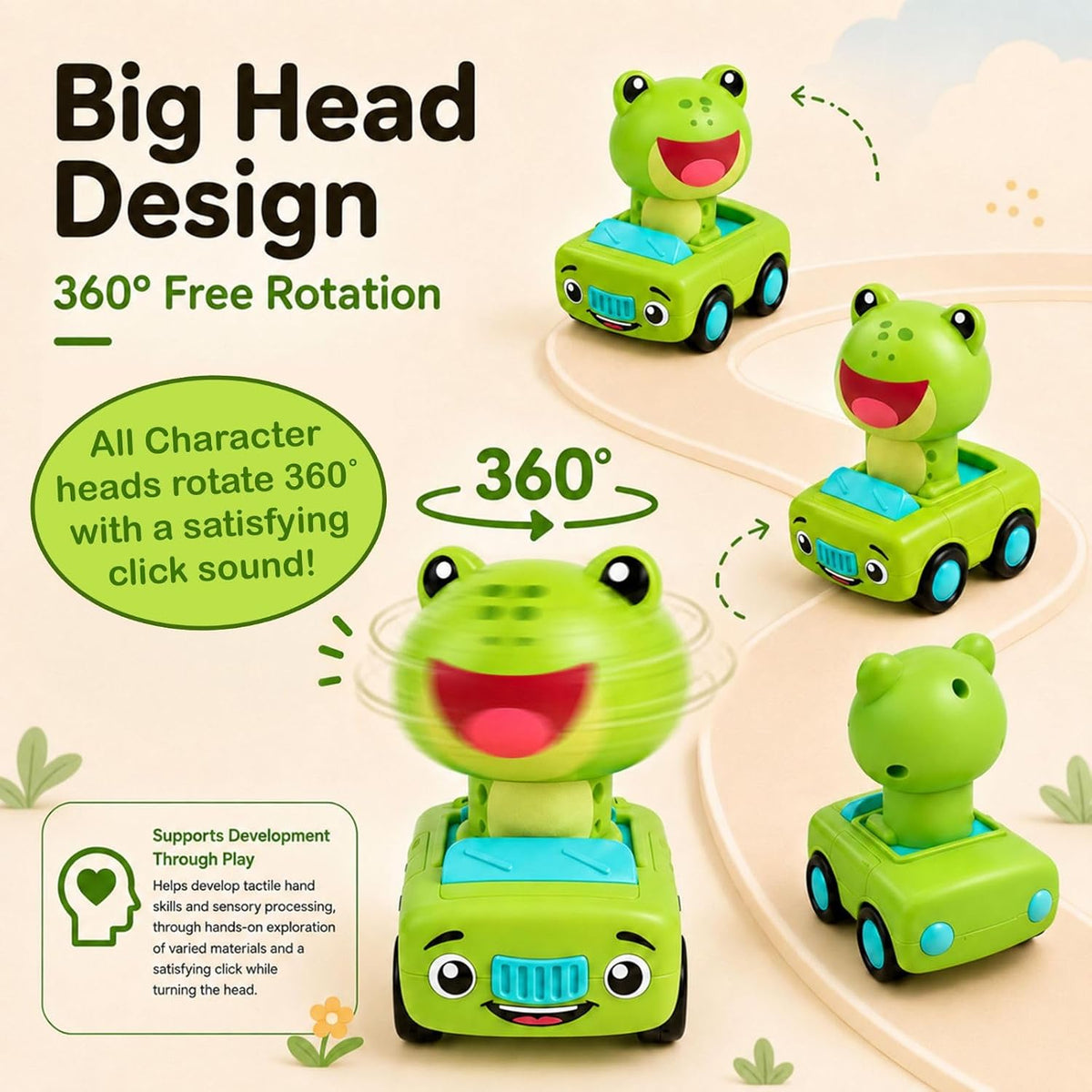 Press to Go Car Toys, Montessori Toys for 1 Year Old Boy Gifts