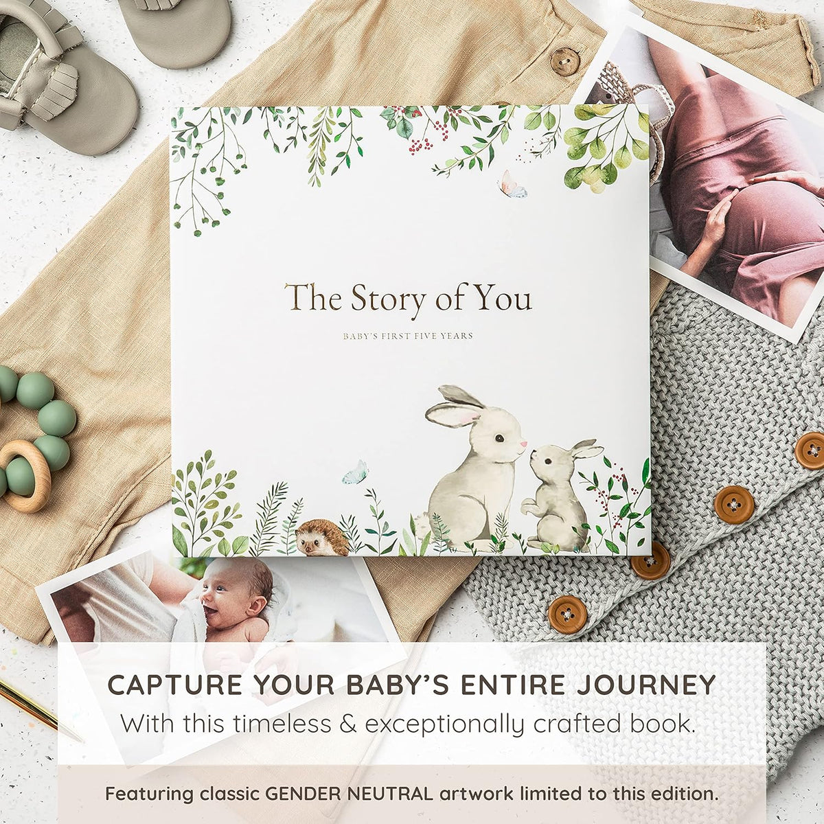 Keepsake Baby Memory Book – Timeless Gender Neutral First 5 Year Baby Book