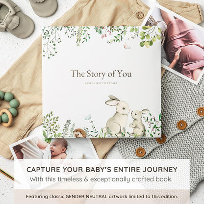 Keepsake Baby Memory Book – Timeless Gender Neutral First 5 Year Baby Book