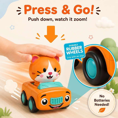 Press to Go Car Toys, Montessori Toys for 1 Year Old Boy Gifts