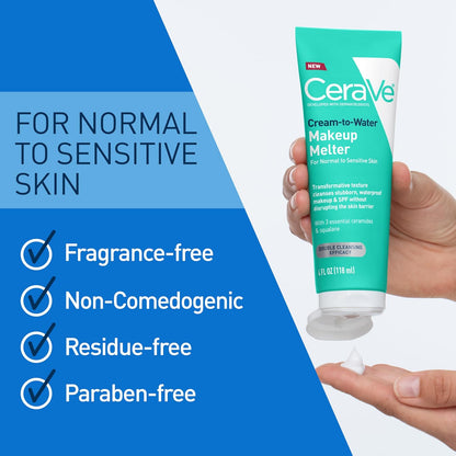 Cream-To-Water Makeup Melter, Facial Cleanser for Makeup Removal,4Oz