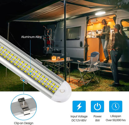 12V LED Interior Light Bar， 120Leds 1500LM 8W DC 12 Volt Led Strip Lights with On/Off Switch，For Enclosed Cargo Trailer, Car RV Van Truck Lorry Camper Boat Caravan Motorhome (4Pack)