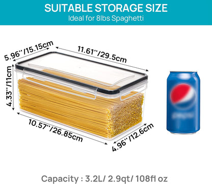 Pasta Storage Containers, 4 Pack, 3.2L Airtight Canisters