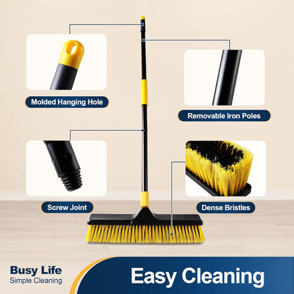 18 Inch Push Broom Heavy-Duty Outdoor Commercial Broom Brush