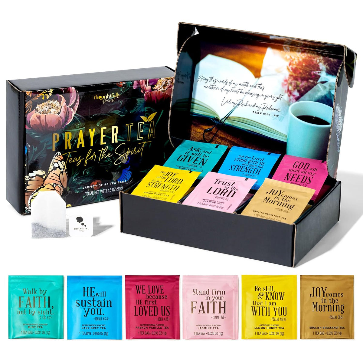 Christian Prayer Tea Gift Set, Religious Gifts for Women, Set of 90