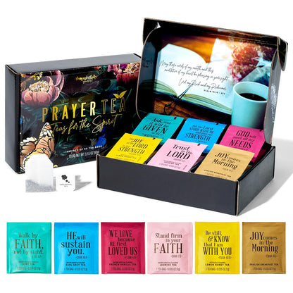 Christian Prayer Tea Gift Set, Religious Gifts for Women, Set of 90
