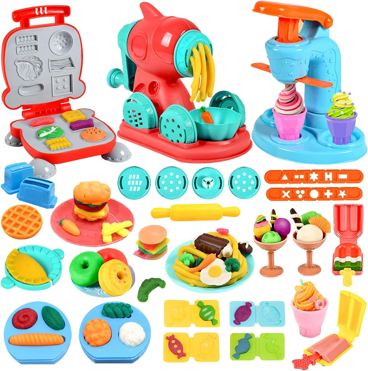3 in 1 Color Dough Kitchen Creations Set, 12 Colors Dough