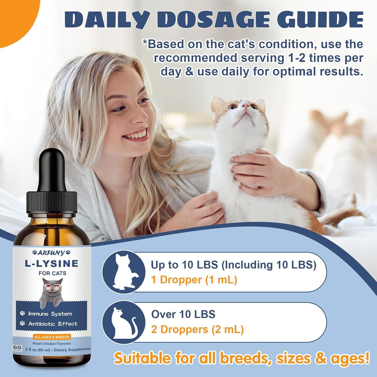 L-Lysine for Cats, Immune, Respiratory, Eye Function Support, 60ML