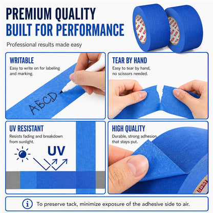 Blue Painters Tape 2 Inch X 55 Yards, 2 Rolls (110 Yards Total), Blue Masking Tape for Painting, Clean Removal Multi-Surface Paint Tape for Walls, Trim, DIY & Crafts