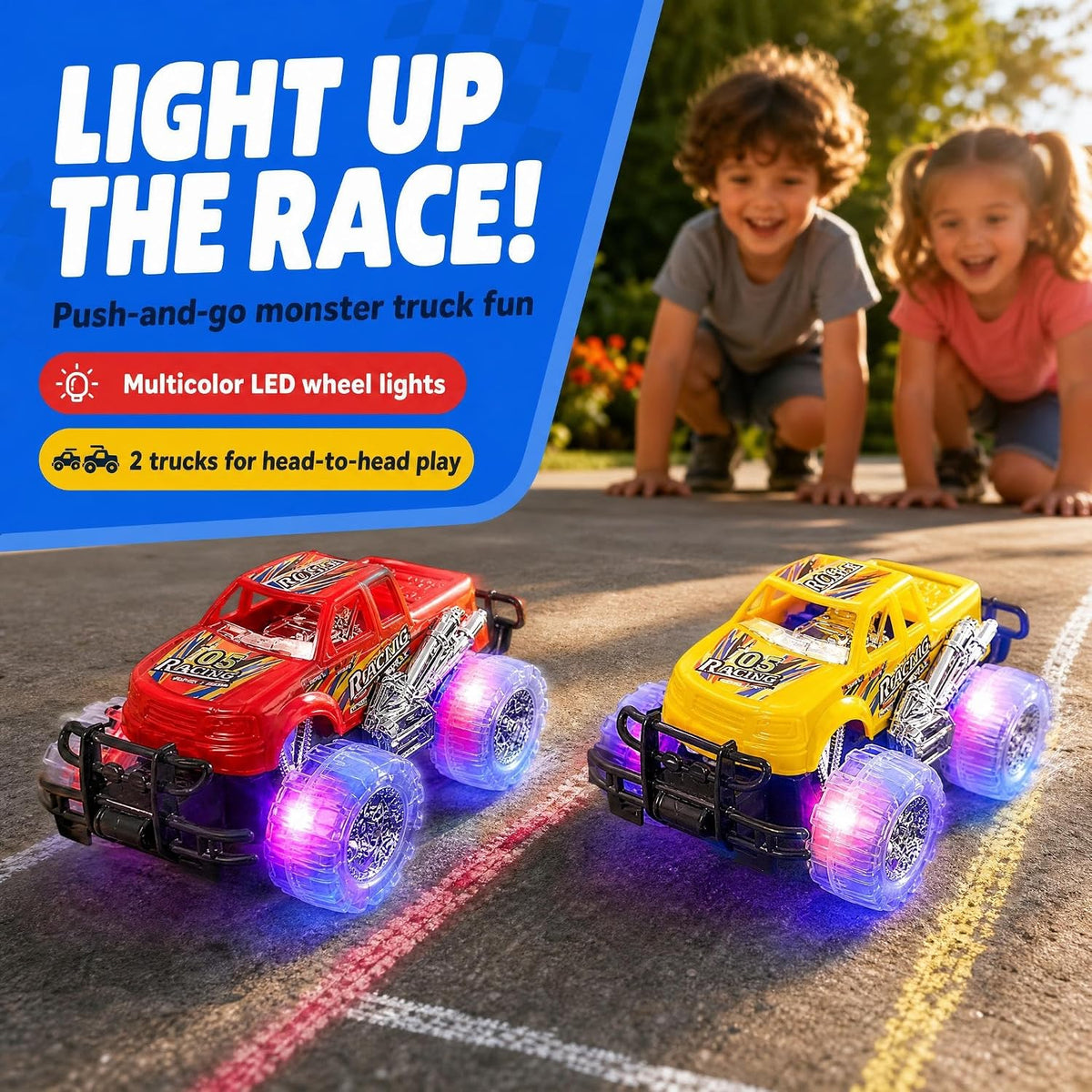 Light up Monster Truck Toys for Toddler Boys, Toy Cars Gift