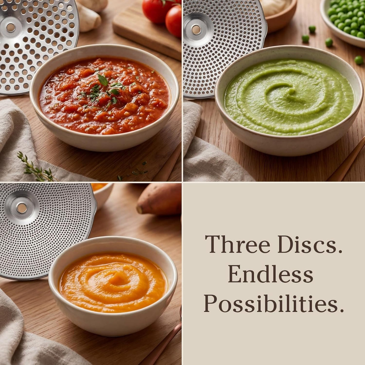 Hungry Artisan 3-Disc Food Mill for Applesauce, Tomato Sauce & Canning