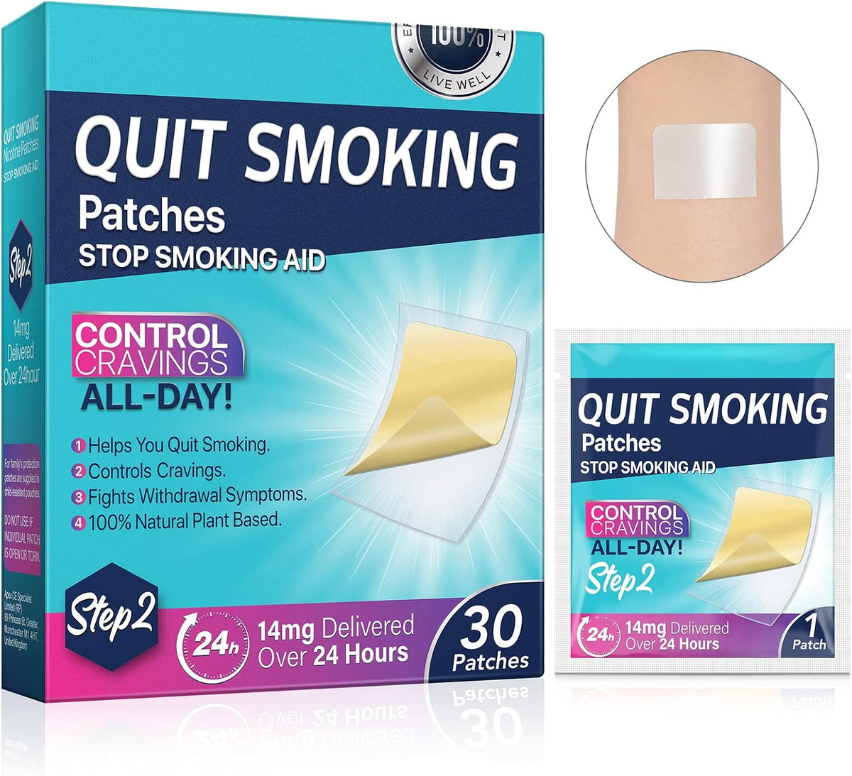 60PCS Quit Smoking Patches, Step 1 2 3 Stop Smoking Aids Patches