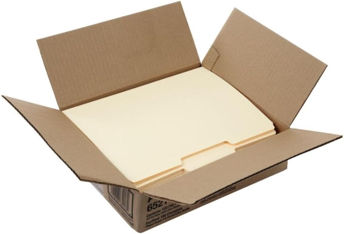 File Folders, 100 Pack, Durable Manila Folders, Letter Size (8.5" X 11"), 3 Top Tabs for Easy Labeling, Everyday Filing Essential for Offices, Classrooms & Home Document Organization