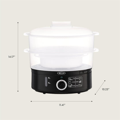 Two Tier Food Steamer with Stackable Baskets, Black