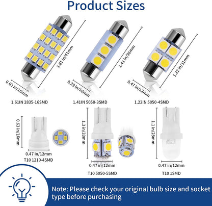 42 Pieces Interior Car Lights, Super Bright White Dome Map Tail Cab Lights Bulb Kit Set , DE3175 T10 31Mm 41Mm 194 LED Bulb for Your Trucks Width Lamp(White)