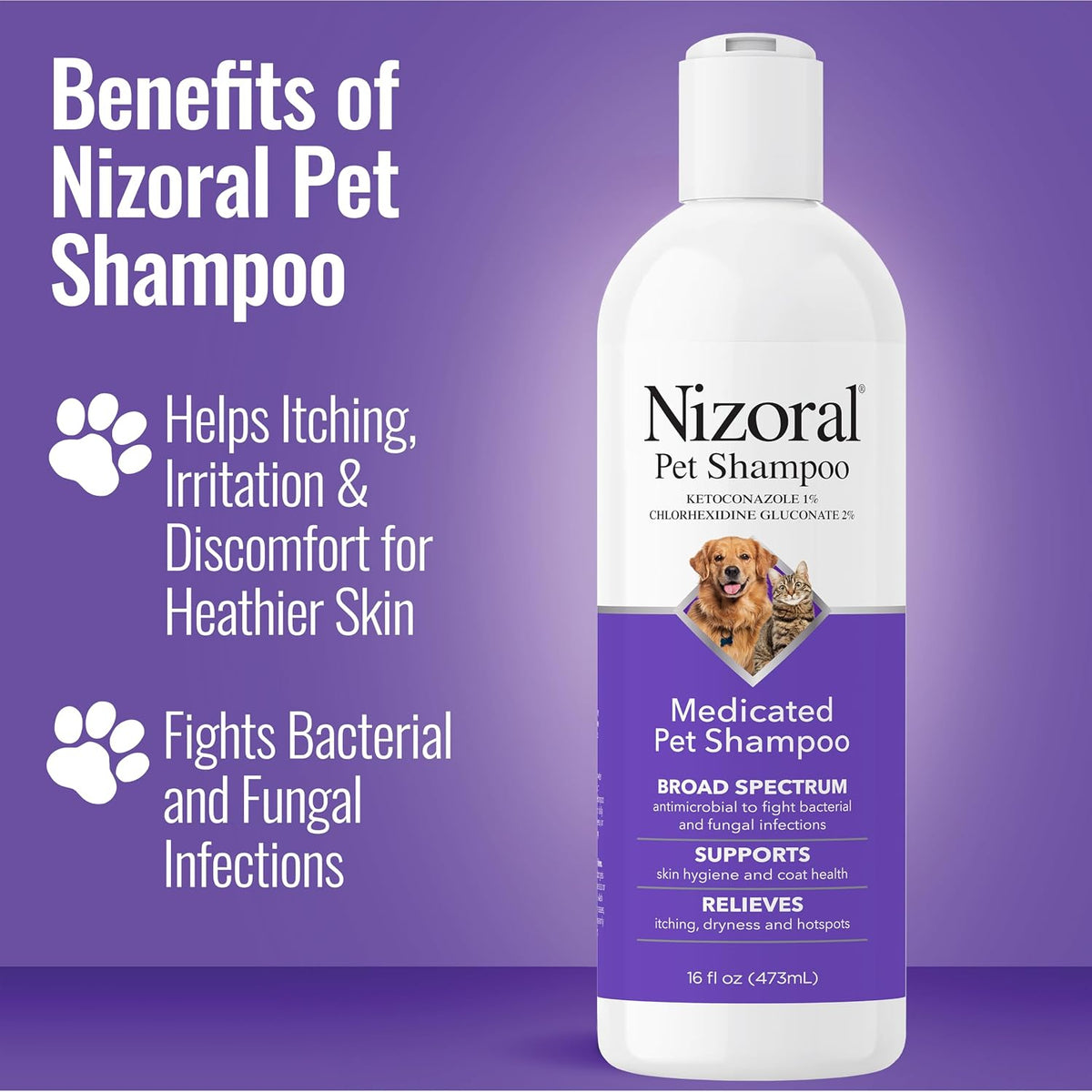 Ketoconazole Pet Shampoo, 16 Oz, Chlorhexidine, Dogs & Cats