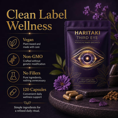 Haritaki Third Eye Capsules Organic, Ayurvedic Herbal Supplement with Terminalia Chebula Fruit Extract, Digestive Balance, Natural Cleansing & Daily Clarity Support, Vegan, Non-Gmo, 120 Capsules