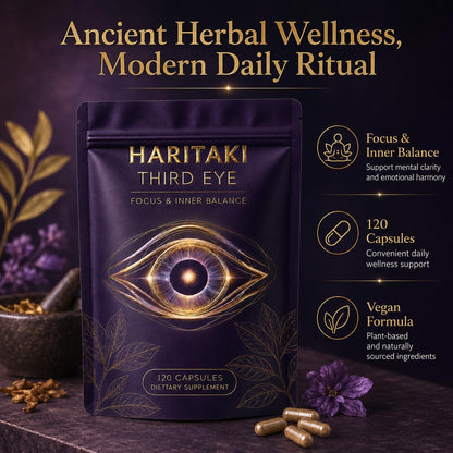 Haritaki Third Eye Capsules Organic, Ayurvedic Herbal Supplement with Terminalia Chebula Fruit Extract, Digestive Balance, Natural Cleansing & Daily Clarity Support, Vegan, Non-Gmo, 120 Capsules