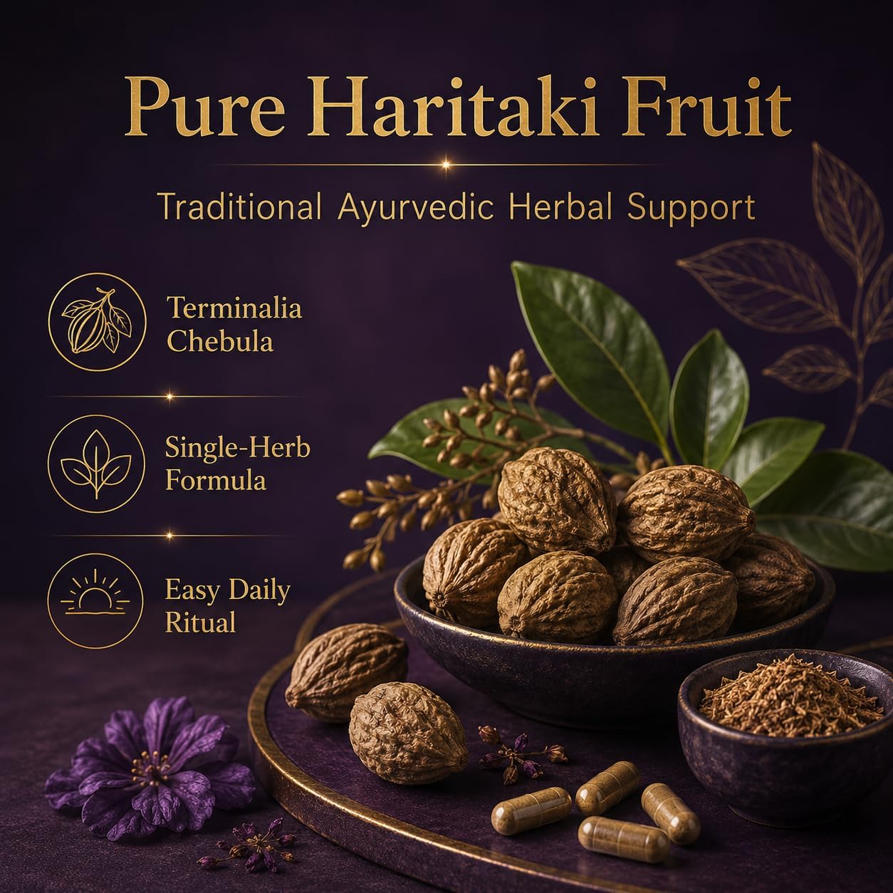 Haritaki Third Eye Capsules Organic, Ayurvedic Herbal Supplement with Terminalia Chebula Fruit Extract, Digestive Balance, Natural Cleansing & Daily Clarity Support, Vegan, Non-Gmo, 120 Capsules