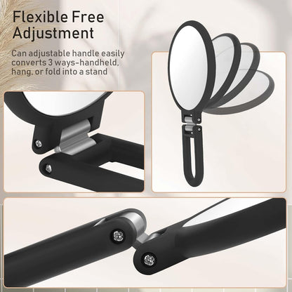 Magnifying Handheld Mirror Double Sided, 1X 20X Magnification Hand Mirrors, Travel Folding Hand Held Mirror, 360°Rotation Pedestal Makeup Vanity Mirror