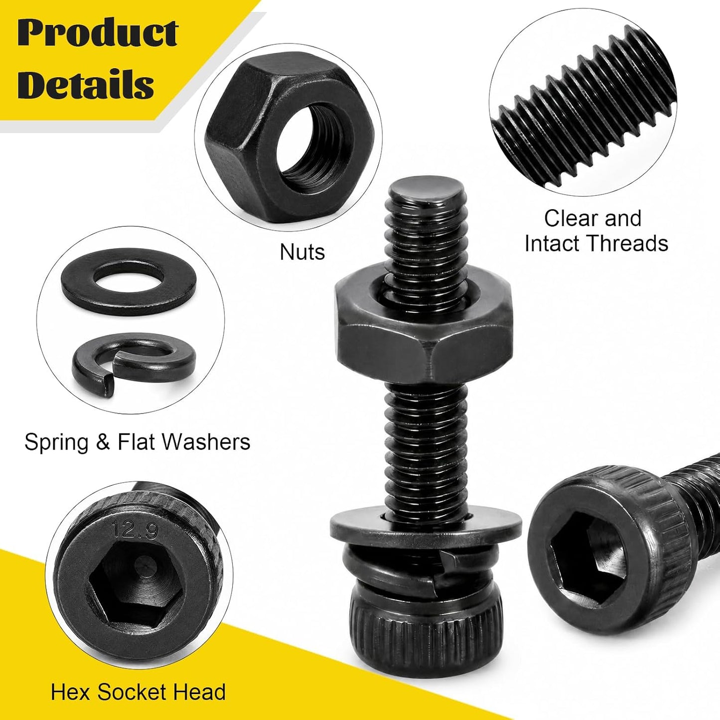 272PCS M5 Socket Screws Assortment Kit, M5X8/10/12/16/20/25/30/35 Mm