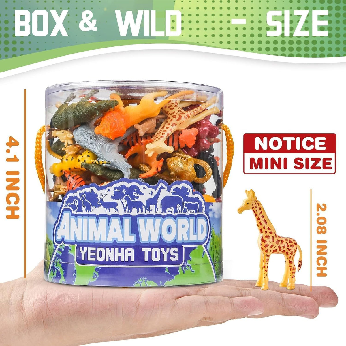 60 Piece Mini Zoo Animal Toy with Gift Box, Plastic Jungle Animal Figurines