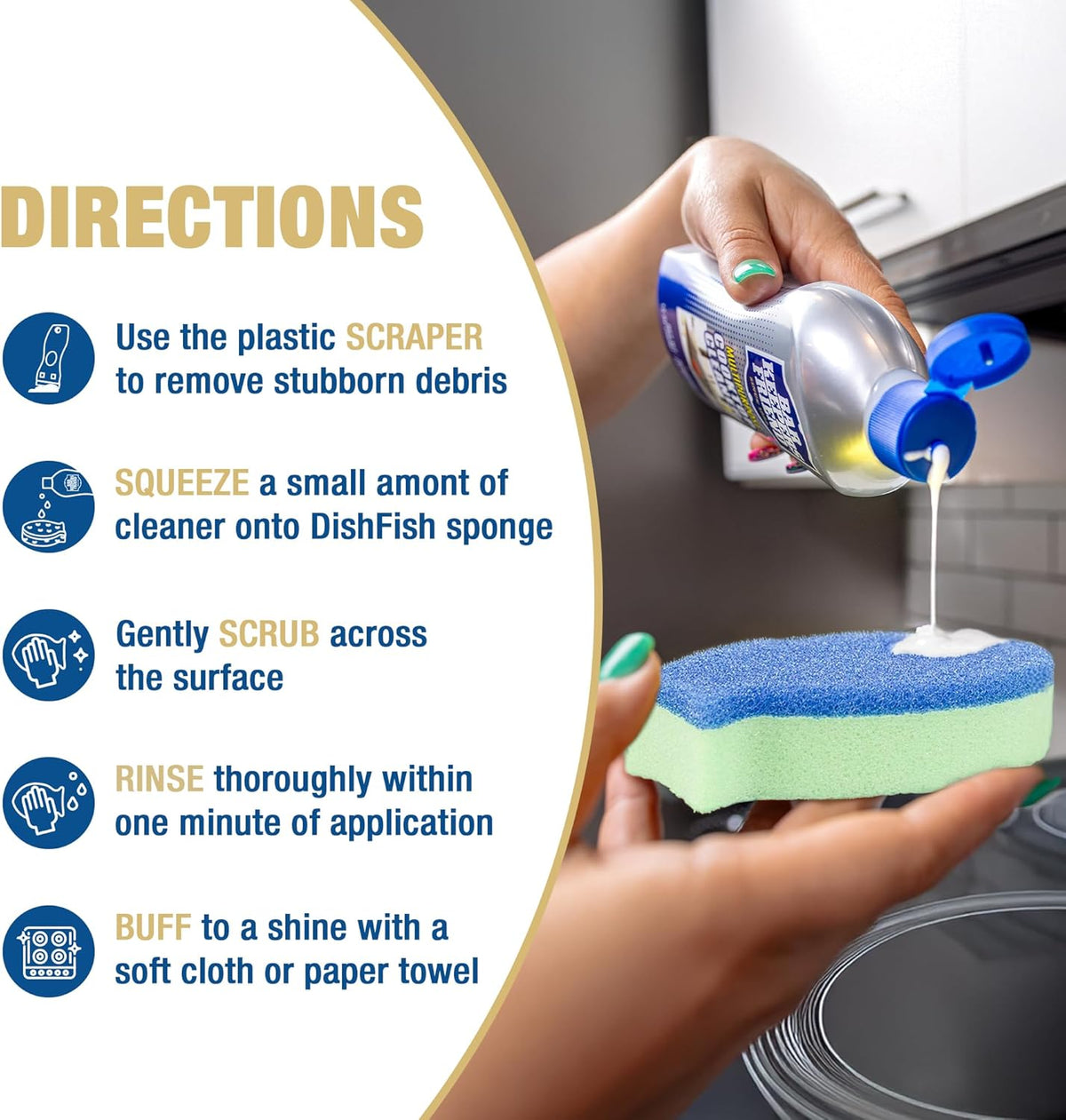 Cooktop Cleaner (2 X13 Oz) + Scraper - Multipurpose Liquid Stovetop Cleanser, Safe for Use on Glass & Ceramic Cooking Surfaces, Copper, Brass, Chrome, Stainless Steel & Porcelain