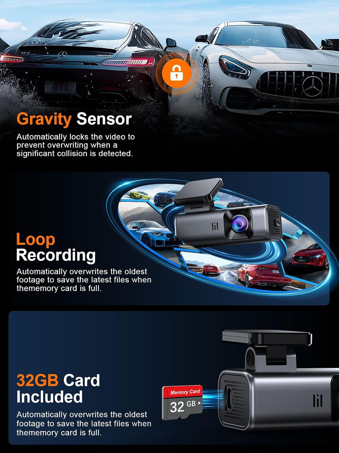 4K Dash Cam Front, 5Ghz Wifi, 32GB Card Included, Mini Dashcam