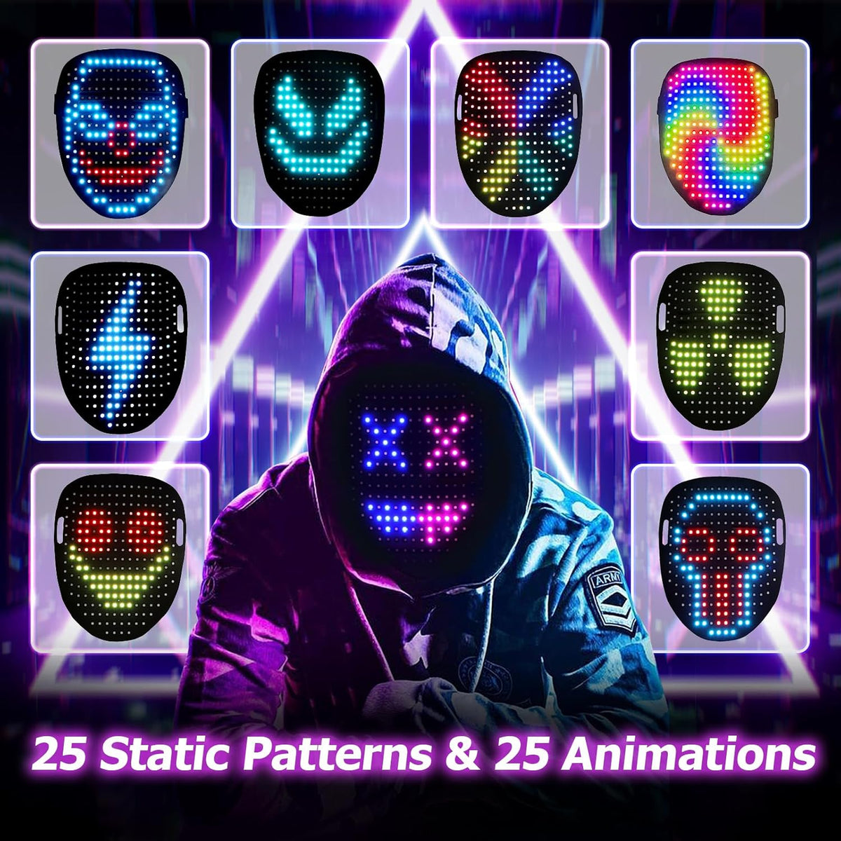 LED Light up Mask with Gesture Sensing, Kids Toys Gifts for Boys