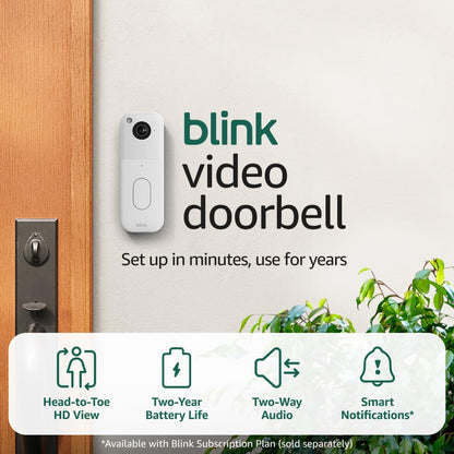 Video Doorbell – Head-To-Toe HD View, Two-Year Battery Life, and Simple Setup. Sync Module Core Included – System (White)